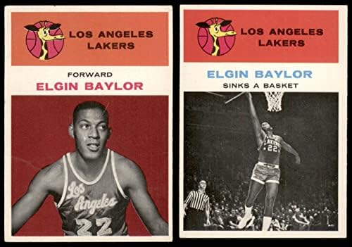 1961-62 Флеер Лос Анџелес Лејкерс екипа се постави со Jери Вест Лос Анџелес Лејкерс ВГ+ Лејкерс