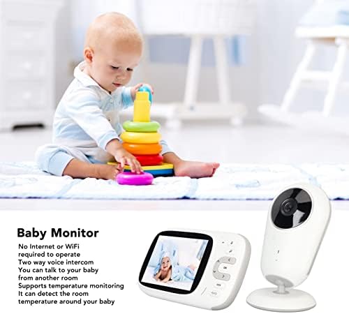 3.2 Инчен Монитор За Бебиња, Двонасочен Аудио Домофон Инфрацрвен Ноќен Видео Монитор За Бебиња Мултифункционален 100-240V За Внатрешен