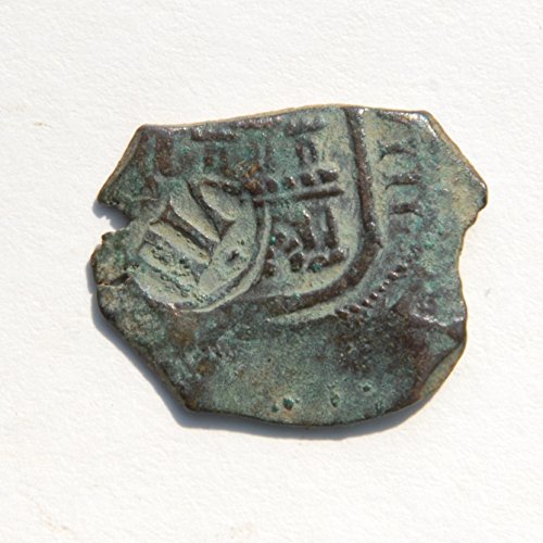 1641 Шпанија Филип IV замок и лав колонијален карибите пиратска ера 8 мараведис кобна монета бакар многу добри детали