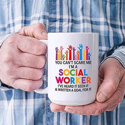 Не можете да ме исплашите, јас сум социјален работник чаша за кафе - керамичка кригла со социјален работник за социјален работник - смешни подароци за социјална раб?