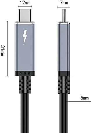 2,6ft 40Gbps USB4 кабел компатибилен со Thunderbolt 3 кабел, 100W 20V/5A, TB3 до TB3 машки до машки кабел, компатибилен со новиот MacBook