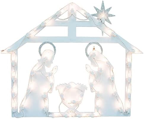 Влијание бело Рождество осветлена декорација на силуета за Божиќни прозорец