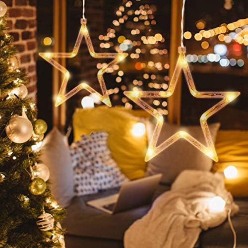 Solustre Christmas Decor LED LED прозорец светла 10 LED е новогодишна starвезда украс светло вшмукување чаша висечка ламба ноќ светло за Божиќна