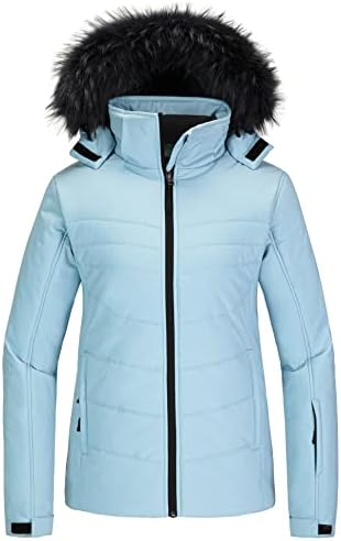 Skieer Women'sенска водоотпорна скијачка јакна топла пуферска јакна дебел зимски капут