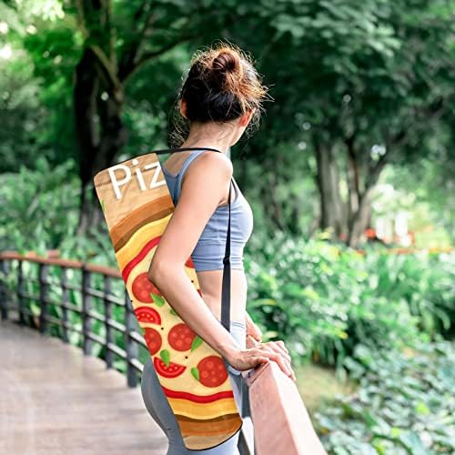 Вкусна колбас пица јога мат торби со јога со целосна зип торба за жени мажи, вежбање јога мат носач со прилагодлива лента