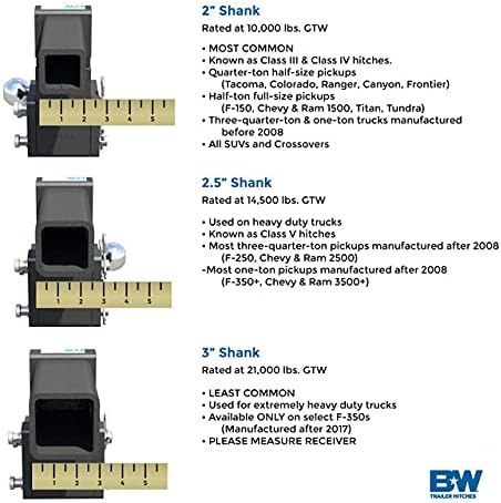 B&W приколка за приколки Pintle Tow & Stow - одговара на 2,5 приемник, 2-5/16 топка, капка 8,5 - TS20056