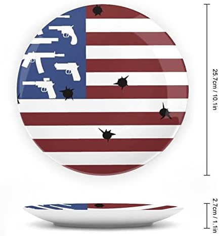 Американски Пиштоли За Знаме И Дупки За Куршуми Смешна Коска Кина Декоративна Плоча Тркалезни Керамички Плочи Занает Со Штанд За