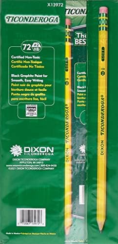 Моливчиња за голф Ticonderoga со Erasers, 2 HB олово, жолто, пакет од 72 & моливи, дрво, предводено од дрво, пред-острина, 2 HB мека, жолта,