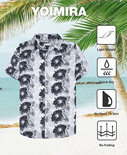 Јоимира Хавајски Кошули За Мажи, Машки Печатени Обични Кошули Со Копчиња Со Кратки Ракави Цветна Кошула На Плажа Алоха
