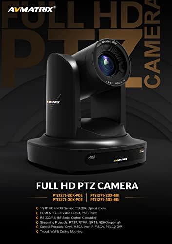 Lilliput Avmatrix PTZ1271-30X -NDI целосна HD PTZ конференциска камера со 1080p / 2MP - NDI + POE Поддржан - 30x оптички зум