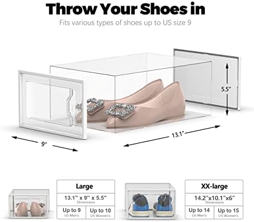 ПОГЛЕДНЕТЕ ЈА Пролетта Голема Кутија За Складирање Чевли Со 12 Пакувања, Проѕирен Пластичен Организатор За Чевли Што Може Да Се Редат За Плакарот,