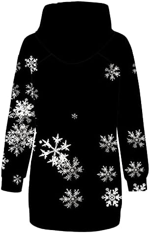 Облечи за нова година за жени Божиќна женска вратоврска печатена џемпер со џокери со качулка пулвер фустан врвни џемпери врвни