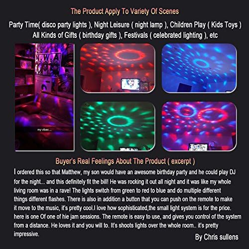 Партии светла Диско светло, Spriak Sound Activated DJ Stage Strobe Light, 7 бои со далечински управувач Диско топки ламби за