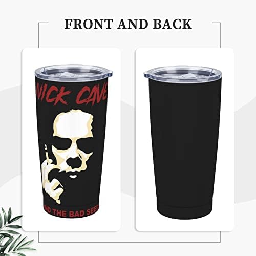 Ник Пештера и лошите семиња бенд од не'рѓосувачки челик изолирано патување со кафе со капаци и сламки со двојни wallидни вакуумски чаши