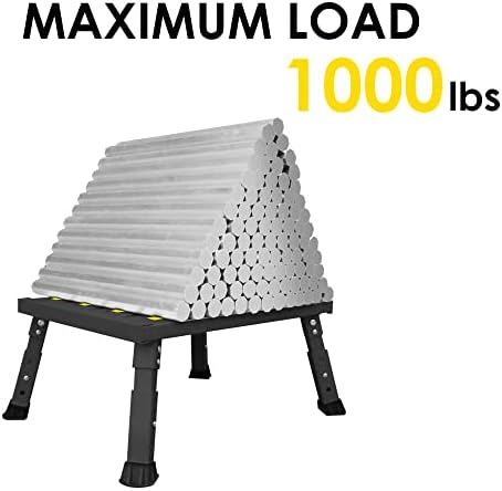 Алуминиум за прилагодување на висината на висината на Depsunny RV, стабилна столче за преклопување на платформата, поддржува до 1.000 lb, гумени стапала што не се лизгаат и ?