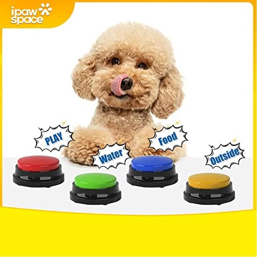 Копче за снимање на гласовно снимање на ipawspace, копчиња за кучиња за комуникација за обука за домашни миленици, 30 секунди рекорд и