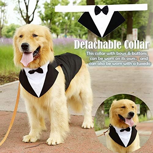 Куче формален смокидо костум за средни големи кучиња ， кучиња смокинг костуми свадбена облека облека со одвојлива јака ， елегантна кошула