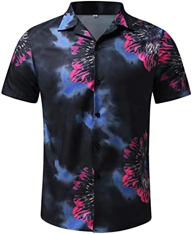 2 парчиња облека Облеки за мажи со џебови мода на хавајски кошула и кратки комплети гроздобер празник летни облеки на плажа