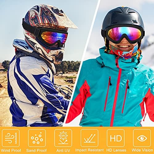 ОХГ 2 пара моторни очила за мотоцикли се вклопуваат со шлемови, АТВ ски-очила АНТИ-УВ-изолирани пропустини од ветерници за ветровити очила