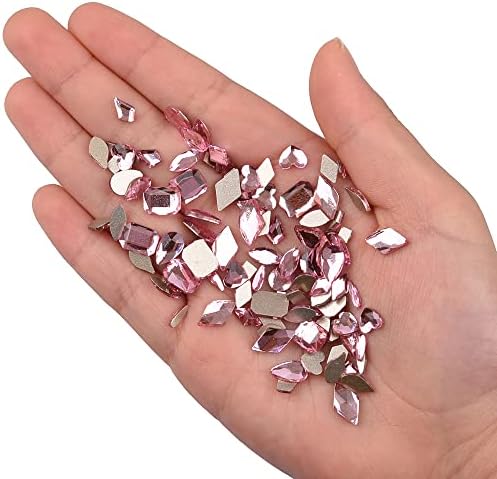 Tisslan 820pcs розови рамни станови за нокти облик на рингестонс мешана големина 1,5-5 mm тркалезни стаклени нокти кристали дијаманти камења