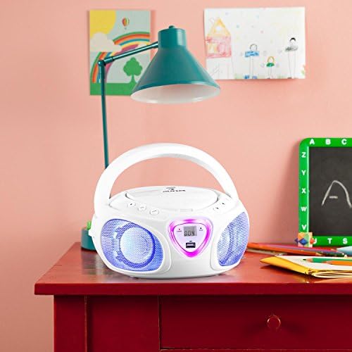 Auna Roadie Kids Boombox, врвен вчитување на ЦД плеер, Bluetooth конекција за паметни телефони, Easy AUX, USB, радио и MP3 конекција,