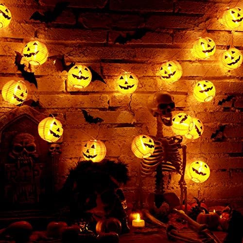 Ноќта на вештерките од тиква од тиква, светло, 10 ft 20 LED портокалово застрашувачко лице од тиква од тиква од тиква, батерија
