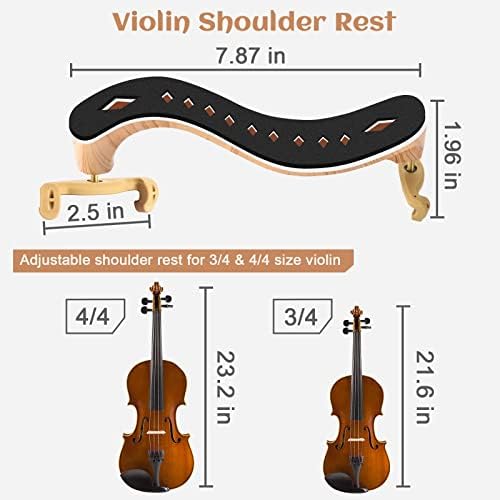 Одморот на рамото на виолина за 4/4 и 3/4 големина, одмор на рамото на виолина со прилагодлив дизајн за ширина и висина, лесен