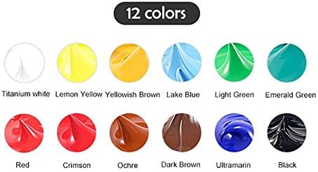 Јатој 12 бои100мл сет на акрилна боја - водоотпорен нетоксичен за уметник, возрасни/деца