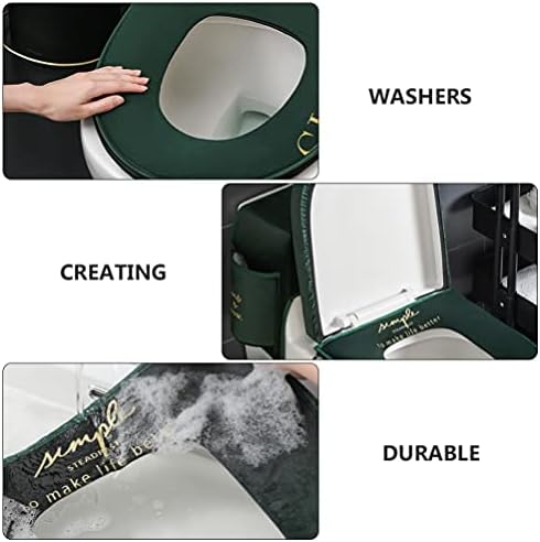 Doitool 1 Поставете зелено тоалетно седиште за капакот на тоалетот Три парчиња што се перат тоалети за тоалети меки и густи резервоари
