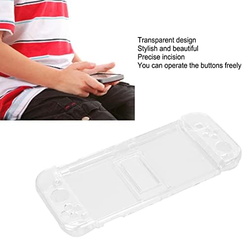 Заштитно покритие на конзолата за игри, компјутерски транспарентен GamePad Shell Case Console Cover со прилагодлива заграда за Switch OLED