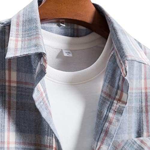 Xzhdd карирани кошули за мажи, пролетен долг ракав Проверено печатено копче надолу надолу тинејџери мода, модна тенка фитлива кошула, паддаут
