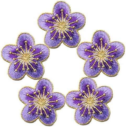 TJLSS 5PCS виолетова слива цвет цвеќиња градиент во боја украсени закрпи шијат железо на значки за облека DIY апликации