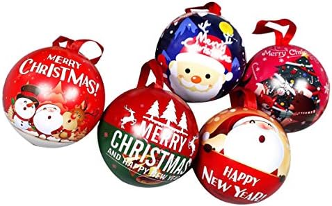 Toddmomy 5pcs Божиќна топка за бонбони со бонбони со топка за пополнување на новогодишни топки за елки, приврзоци Божиќ, виси украс