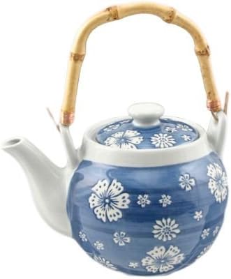 Јапонски Ориентален Керамички Чајник Во Традиционален Стил Со Рачка од Rан 35 fl Oz Чајник со Инфузер Од Нерѓосувачки Челик Цедалка За Чај