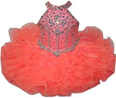 Кристали на принцезата на HSDJ Baby Girls O-Neck Bow Cupcake Pageant фустани