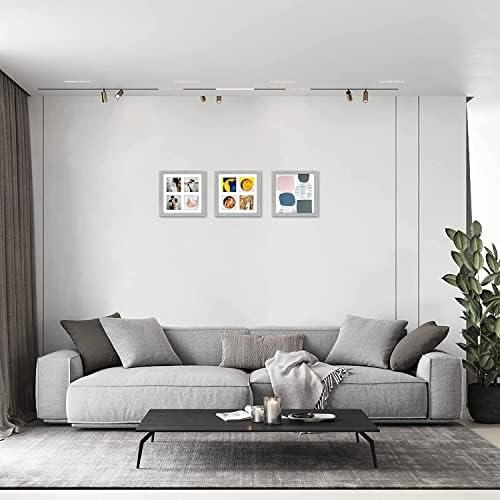 Голден Стејт уметност, рамка за слика со колаж 10x10 со четири отвори за 4x4 инчи - рамка за слика на квадратно дрво - хоризонтални и вертикални формати за wallид, сива