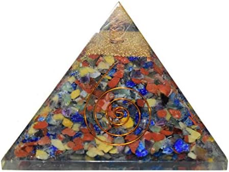 Исцелување4U Оргонитна пирамида мешавина од камен - 2-2,5 инчи природно заздравување Реики кристал чакра балансирајќи го Васту камен