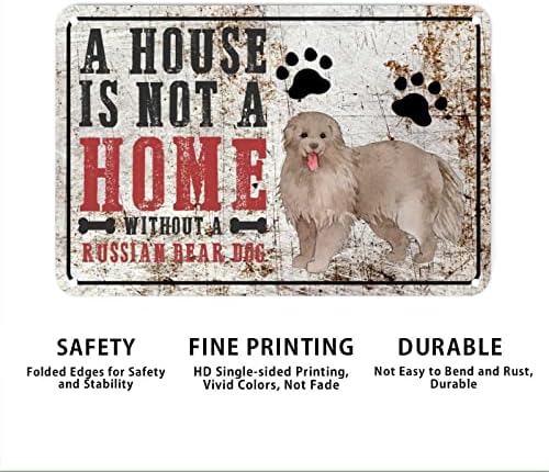 Руско мечка куче куче алуминиум метал знак куче мама тато семејство потпишување куќа не е дом без куче излитена шик wallидна фарма куќа декоративна