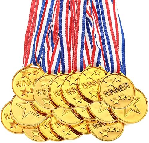 100 Парчиња Злато Пластика Добитник Награда Медали За Деца, Детски Злато Пластика Победи Медали Деца Златен Добитник Награди Медали