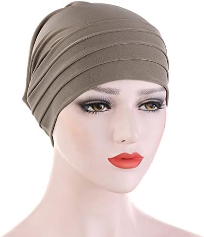 Плетиран турбан глава за жени Beanie Hat Vintage Ruched Chemo Caps мека удобна цврста тенка завиткана муслиманска глава за глава