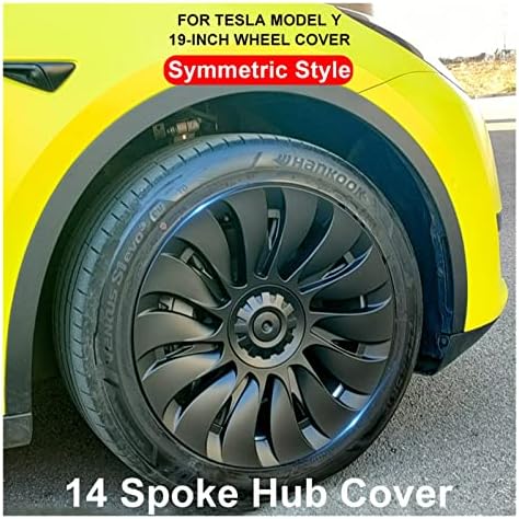 Hub Cap Компатибилен за моделот Tesla Y 2021-2022 Cover Wheel Enjoliveur 19 инчи ABS Wheel Hubcap Car 2023 Hub Cover Cover Symettric