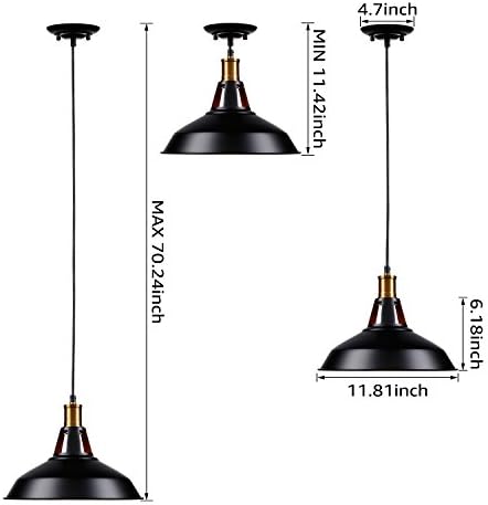 Леонлит Индустриски метални приврзоци светло, 4,92 метри кабел Едисон гроздобер стил висина за штала за лабави, наведени ETL,