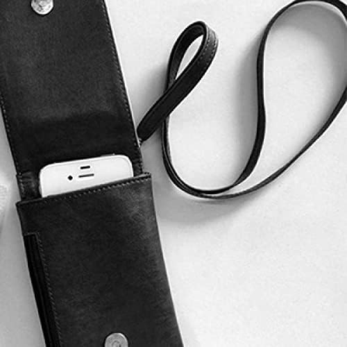 Насмевка бел симпатичен разговор среќен образец телефонски паричник чанта што виси мобилна торбичка црн џеб