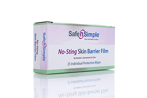 Безбедни n 'Едноставно без марамчиња за подготвување на кожата - 25 индивидуални марамчиња за бариера на остемија - Шипчиња за заштита на кожата