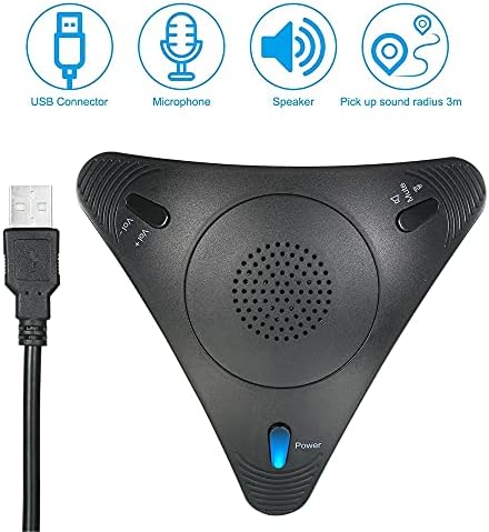 UXZDX USB конференција Микрофон Онидирекционална работна површина жичен микрофон Вграден звучник за поддршка на звучникот Контрола на јачина