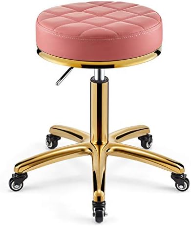 Нахен салон столче за вртење на столчето, со површина на ПУ, 360 ° вртежната кујна столче потпирач за грб и челик позлатен челик