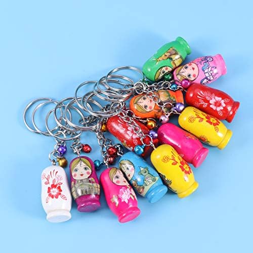Нубести Дете играчки Руски кукли за гнездење клучеви за лекови за Божиќни забави кукли клучни прстени креативни чанти храм за ранец телефонски
