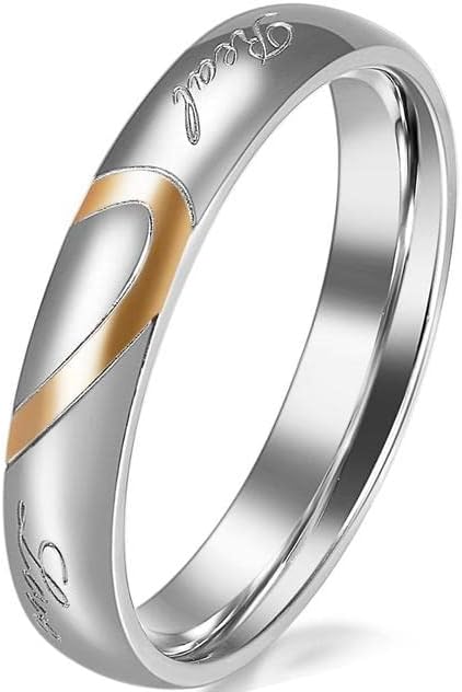 Облик на срцето на Ојалма overубовник 316L Менски жени ветуваат прстен „Вистинска loveубов“ двојки на свадбени прстени - 1 парче - жени - 10-03972