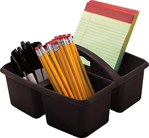 Црна преносна пластична складирање Caddy 6-пакет за училници, детска соба и канцелариска организација, 3 оддели