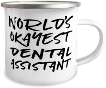Светски асистент за стоматолошки асистент во светот - Единствена смешна смешна не'рѓосувачка челик емајл кампер кригла за стоматолошки асистент